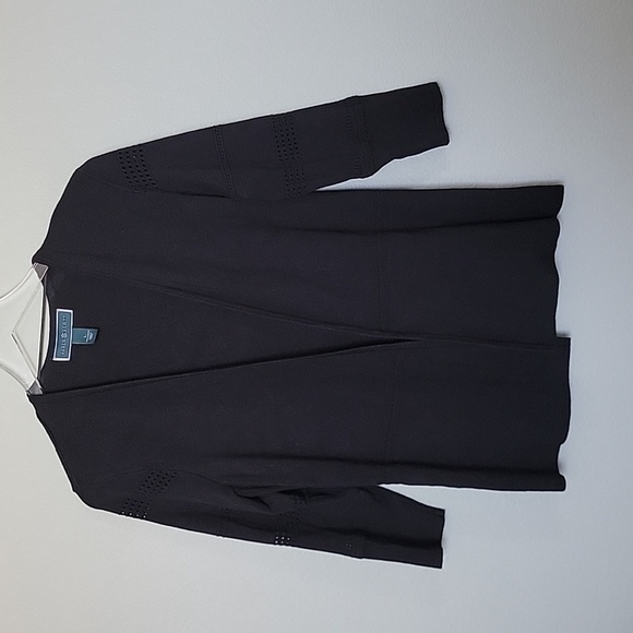 Karen Scott Casual pointelle black open front cardigan large - Picture 1 of 6